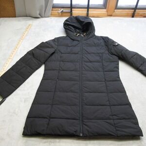 Ralph Lauren Down Jacket Women Medium Black Insulated Quilted Puff Hood $190 NWD